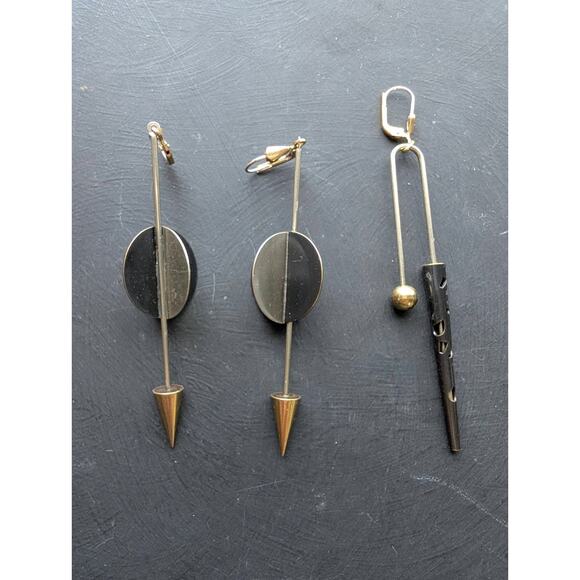 Avant Garde Metal Earrings Artsy 1 Pair Plus Miss-matched - Picture 2 of 6